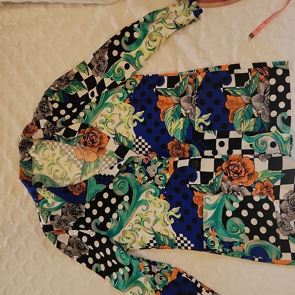 Vintage 1980s Long Blazer Polka Dots Mixed Pattern Retro Small - Picture 11 of 11